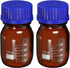 PATIKIL 100mL Reagent Media Bottle, 2Pcs Round Graduated Glass Storage Bottle Blue Screw Cap for Chemistry Lab Universities Home, Amber...