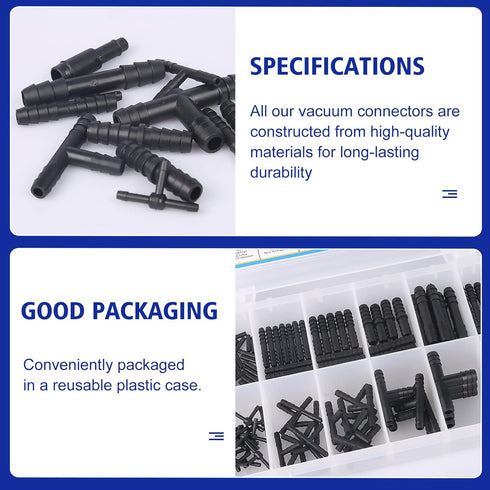 Vacuum Connector Assortment Heat Resistance 240??460??Automotive Vacuum Tubing Connector Vacuum Tee Connector Assortment Kit Nylon 113 Pieces BUSY...