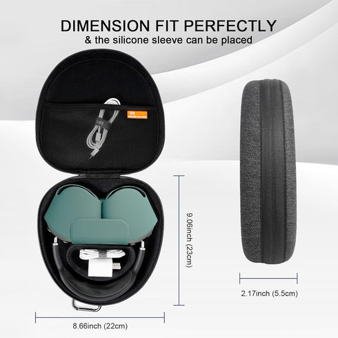 Travel Case for AirPods Max Headphones, Sleep Mode Hard Carrying Case for Apple AirPods Max Wireless Over-Ear Headsets Portable Storage Bag - Grey...