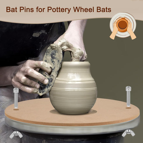 PATIKIL 1" Bat Pins, 6 Sets 304 Stainless Steel Pottery Pins Fits Any Standard Throwing Wheel Head Ceramic Bat, Pottery System Replacement Pins To...