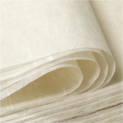 FIVEIZERO 100 Sheets A4 Mulberry Paper Sheets Natural Fiber Rice Paper,8.3 x 11.7in Natural Decoupage Tissue Paper for Writing Painting, Decorativ...
