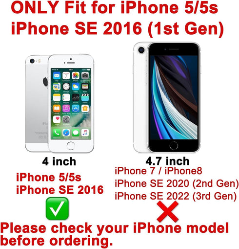 Wisdompro Wallet Case for iPhone 5, for iPhone 5s, for iPhone SE 2016, PU Leather Protective Phone Case Cover with Credit Card Slots and Magnetic ...