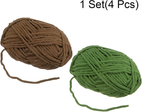 4 Skeins 5mm Chenille Yarn Blanket Yarn 100g 74 Yards Each Polyester Soft Knitting for Crochet Bag, Black/Dark Green......
