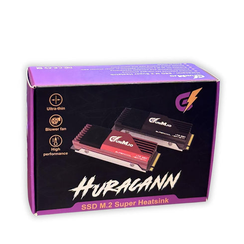 GUNMJO M.2 2280 SSD Heatsink, 20mm Built-in Cooling Fan, Aluminum Plate-Fin Design, with Thermal pad for AI and Gaming PC, Black...