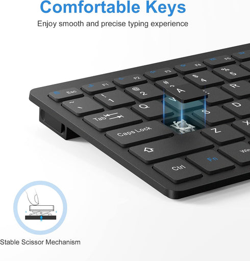 OMOTON Wireless Keyboard, 2.4G USB Keyboard Wireless, Compact and Quiet, Slim Wireless Keyboard for Laptop, Tablet, Computer, Desktop and PC (Blac...