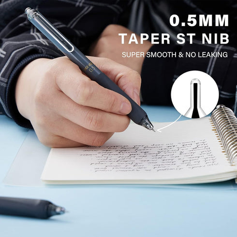 ParKoo Gel Pens Quick Dry Ink Fine Point 0.5mm, Retractable Rolling Ball Black Ink Pen, Click Silent Pens Set for Journaling Notetaking Drawing Sk...
