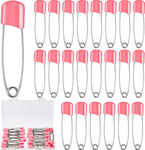 50 Pieces Diaper Pins Safety 2.2 Inch Plastic Head Cloth Diaper Nappy Pins with Locking Closures Stainless Steel with Velvet Bag(Pink)...