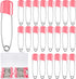 50 Pieces Diaper Pins Safety 2.2 Inch Plastic Head Cloth Diaper Nappy Pins with Locking Closures Stainless Steel with Velvet Bag(Pink)...