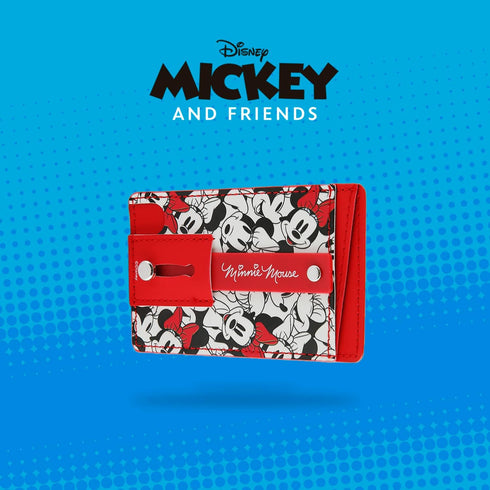 iJoy Disney Minnie Faces Red Phone Wallet - Adhesive Card Holder with Finger Strap and Kickstand for iPhone (4x3x0.3 inches)...