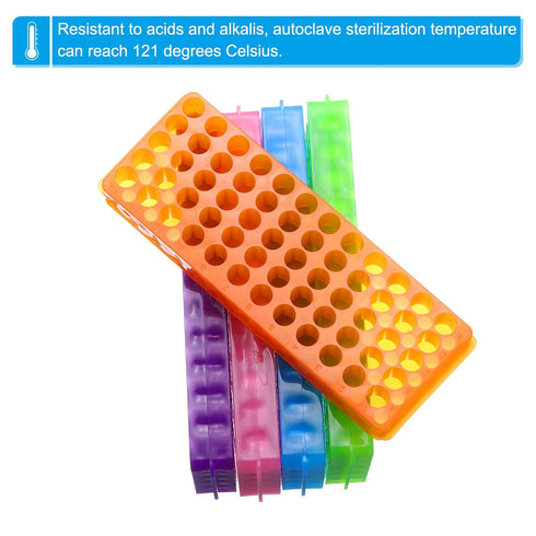 PATIKIL 60 Wells Tube Rack, 1 Pcs Vial Rack Double Panel Centrifuge Tube Holder for Microcentrifuge Tubes 0.2/0.5/1.5/2ml, Light Green...