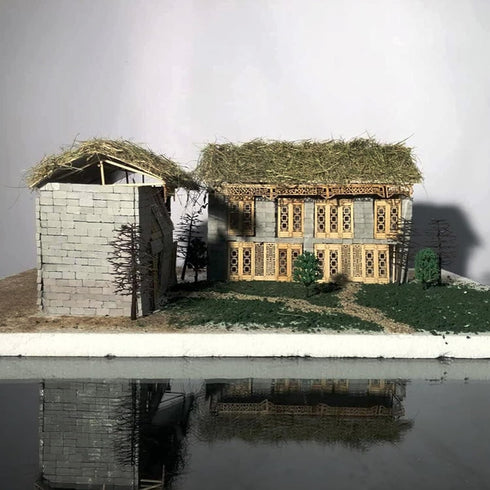 Woohome 222 PCS Mini Grey Roof Tiles Mini Wall Bricks Set, DIY Materials Miniature Brick Scale Model Bricks and Miniature Tiles Roof Tiles Dollhou...