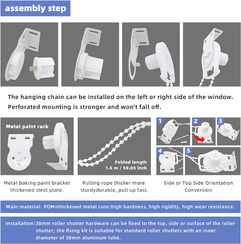 2 Set Roller Shade Accessory Set, Roller Blinds Connector Shades Clutch for 1.1"(28mm) Tube Fitting Parts Repair Kit Complete with Child Safty P-C...