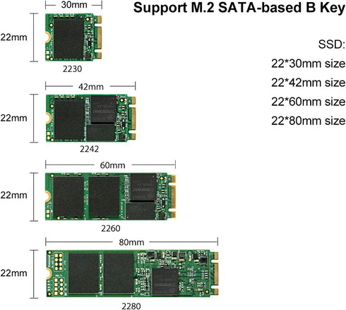 M.2 to USB Adapter, B Key M.2 SSD to USB 3.0 Reader Card, NGFF SATA Converter Support SATA Based SDD 2230 2242 2260 2280 No Cable Needed...