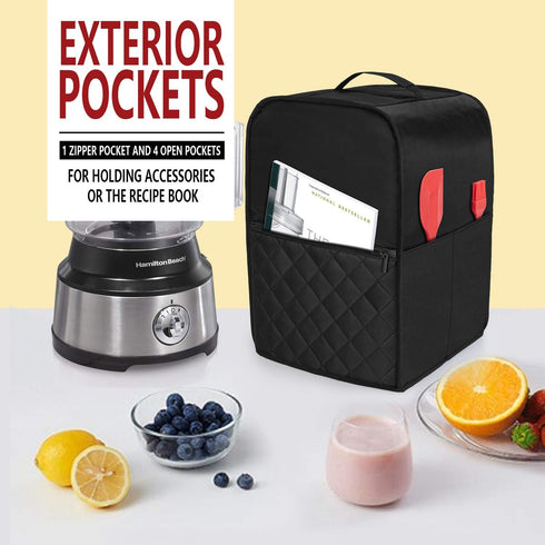 Luxja Food Processor Cover Compatible with Cuisinart and Hamilton Beach 10-14 Cup Processor, Food Processor Dust Cover with Accessories Pockets, B...