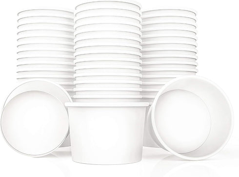Paper Ice Cream Cups 4oz Small White Dessert Bowls Frozen Yogurt Cup White Dessert Bowls Frozen Dessert Supplies Pack of 50 count...