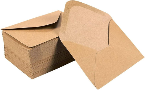 Juvale 100 Pack Small Kraft Paper A1 Envelopes for 3x5 inches Cards, Invitations, Wedding RSVP, Gift Cards (V-Flap)...