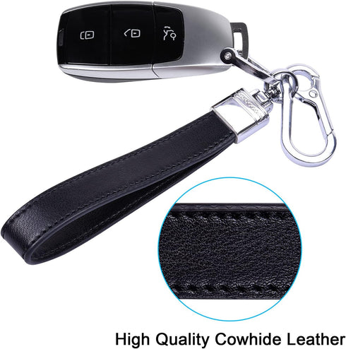 Wisdompro Genuine Leather Car Keychain, Universal Heavy Duty Leather Key FOB Keychain Key Chains Women for Car Keys, 360 Degree Rotation, with Ant...