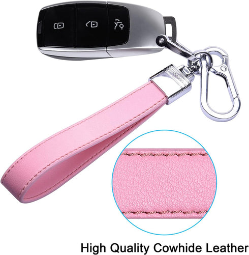 Wisdompro Genuine Leather Car Keychain, Universal Heavy Duty Leather Key FOB Keychain Key Chains Women for Car Keys, 360 Degree Rotation, with Ant...