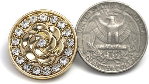 20 pcs Golden Metal Stamping Camellia Sewing Shank Coat Buttons -22mm -8/9"...