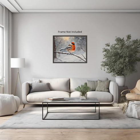 Posterizer 1 pcs-cute little bird in snowy winter scene -3-Art for Animal Lovers-Landscape & Nature Art-Decor for Home & Office- unframed wall art...