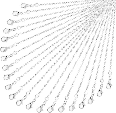 Necklace Chain Bulk for Jewelry Making, Cridoz 36 Pack Jewelry Chain Silver Plated Necklace Chains for Jewelry Making, 1.2 mm (24 Inches)...