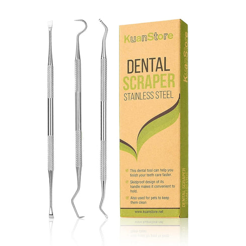 Dental Tools, 3 Pack Teeth Cleaning Tools Stainless Steel Dental Scraper, Pick Hygiene Set for Dentist, Personal Using, Family Oral Care, Pets, Ca...