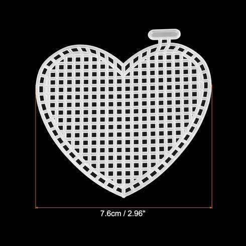 PATIKIL Plastic Mesh Canvas Sheets,10Pcs 2.96inch Cross Needlework Blank Yarn Crafting for Embroidery DIY Bookmarks Cup Mats, White, Heart Shape...