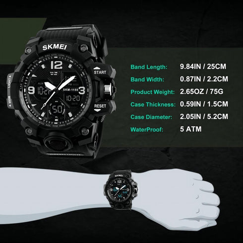 Men's Watches Sports Outdoor Waterproof Military Tactical Watch Date Multi Function LED Alarm Stopwatch Watches for Men...