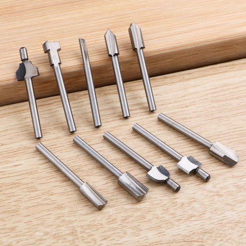 Mesee 10Pcs HSS Router Bits 1/8"(3mm) Shank Carbide Engraving Bit Set Fit Rotary Tool Tools for DIY Woodworking Edge Grooving Carving Milling Trim...