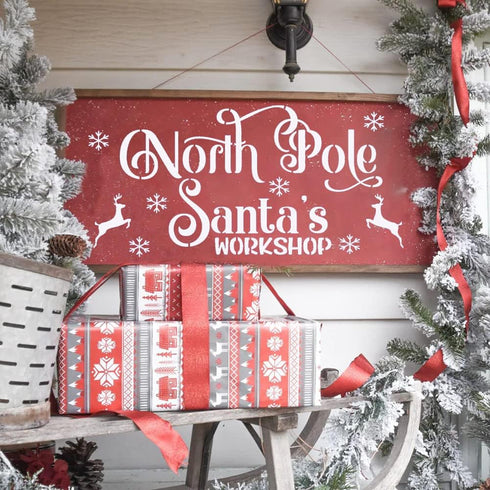 Christmas Stencils for Painting on Wood Holiday Christmas Stencil Large Believe Xmas Painting Stencils for Wall Porch Glass Wood Fabric...