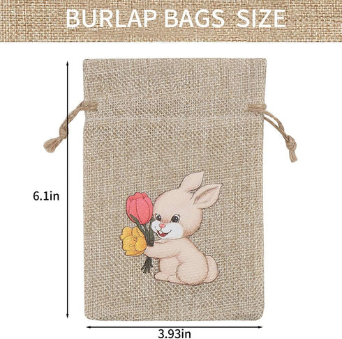 CCINEE 36PCS Easter Burlap Bags with Drawstring,Bunny Burlap Gift Bag Jute Line Goody Bags for Kids Party Favor Supply...