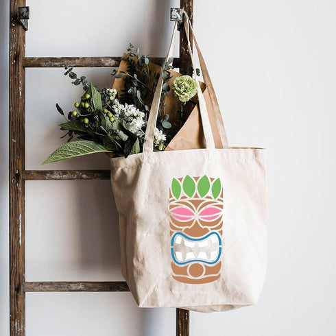 Tiki Tribe Stencils, 16 Pcs Tiki Totems Face with Open Mouth Stencils Reusable Template A4 Size for Painting on Wood Fabric Canvas Wall DIY Art Pr...