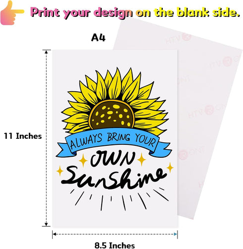 HTVRONT Heat Transfer Paper for Light T Shirts -25 Sheets 8.5x11" Iron on Transfer Paper for Inkjet & Laser Printer, Stretchable & Durable Printab...