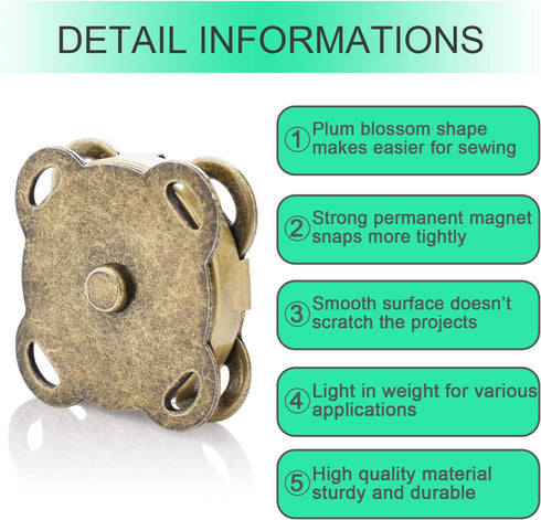 CooBigo Magnetic Snaps Buttons Plum Magnetic Snap Closures for Purses Bags Clothes Handbags Scrapbooking,Magnetic Purse Closure Fasteners,Sewing o...