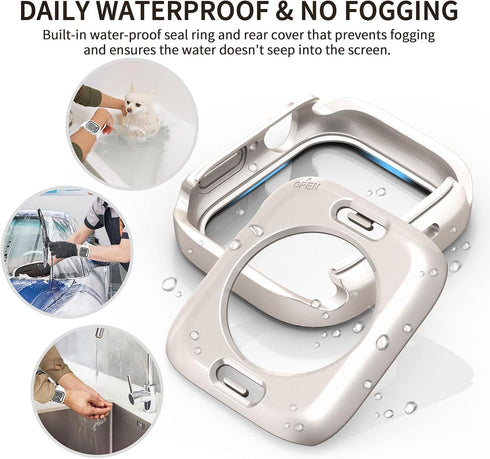 2 in 1 Waterproof Bling Case Compatible for Apple Watch 40mm Screen Protector SE Series 6/5/4, Women Glitter Diamond Rhinestone Bumper Face Cover ...