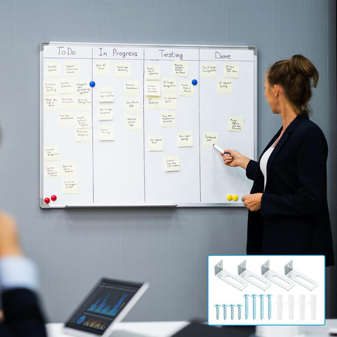 PATIKIL Whiteboard Mounting Hardware, 20 Set White Board Wall Hanger Installation Support Fastener L Shape Mount Bracket Board for Office Classroo...