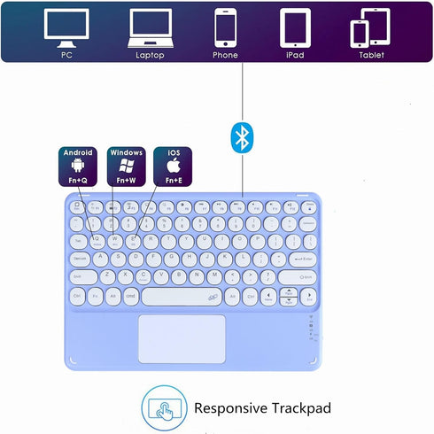 Bluetooth Keyboard, 10-inch Wireless Bluetooth Keyboard with Touchpad for iPad Ultra-Slim Small Portable Rechargeable Keyboard for iPad iPhone Tab...