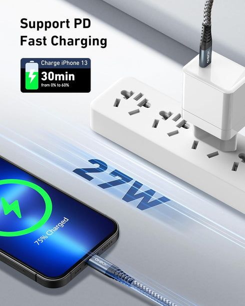 ohbox USB C to Lightning Cable 3FT 2Pack USB-C iPhone Cable MFi Certified USBC Fast Charger Cord Compatible with iPhone 14 13 12 11 Pro Max Mini X...