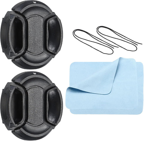 PATIKIL Camera Lens Cap, 2 Pack Center Pinch Front Lens Cover with Cap String/Microfiber Cloth for 40.5mm Thread Universal DSLR Lenses for Nikon, ...