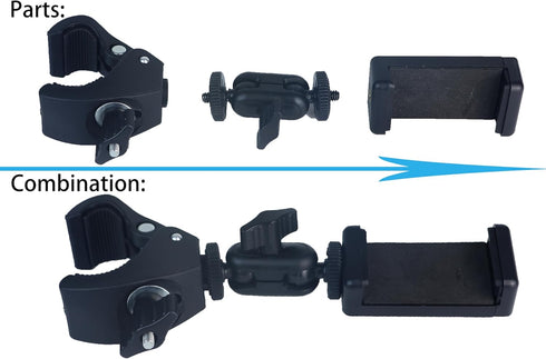 Phone Holder with Clamp for Golf Cart Universal Phone Mount Holder for Bicycle, Wheelchair, Stroller Mic Stand Phone Holder...