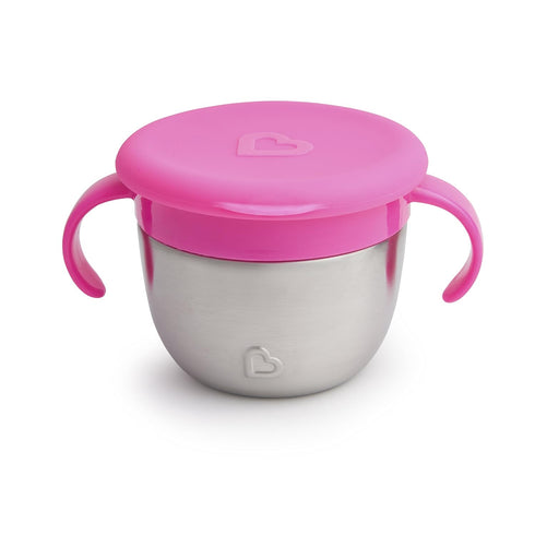 Munchkin® Snack+™ Stainless Steel Snack Catcher Cup with Lid, 9 Ounce, Pink, 1 Pack...