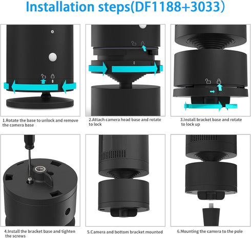HOLACA Baby Monitor Mount Flexible Twist Stand for Pan-Tilt Mount,with Other 1/4Threaded Hole,Clip Mount Twist Mount with 15cm Hose Clamp Black...