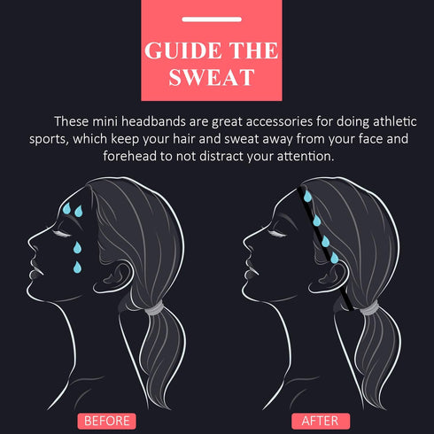 9 Pieces Thick Non-Slip Elastic Sport Headbands, Elastic Silicone Grip Exercise Hair and Sweatbands for Yoga (Black)...