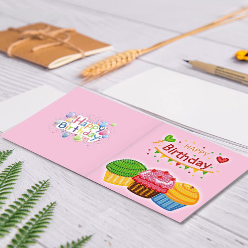 pigpigboss 12 Packs Happy Birthday Diamond Painting Cards Diamond Art Greeting Cards for Adult Children Flower Girl Diamond Painting Greeting Card...