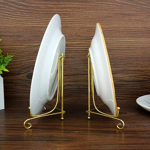 Artliving (2 Pack 5 Inch Iron Display Stand, Gold Iron Easel Plate Display Photo Holder Stand, Displays Picture Frames, Cookbooks, Decorative Plat...