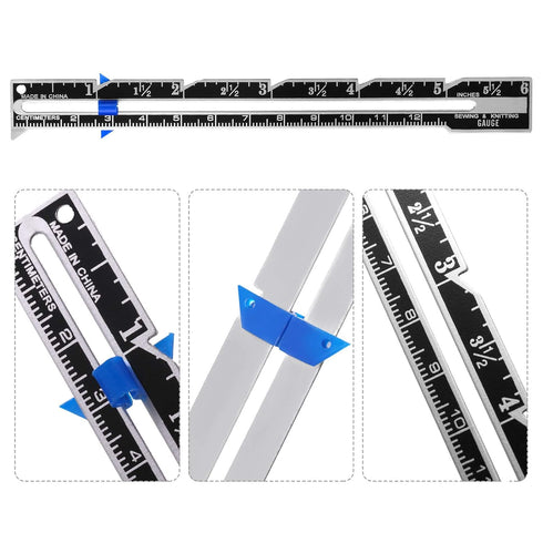 3 Pieces Sliding Gauge Measuring Sewing Tool Set Measuring Sewing Gauge 5-in-1 T-Shaped Sliding Gauge Ruler Fabric Quilting Ruler for Beginner Kni...