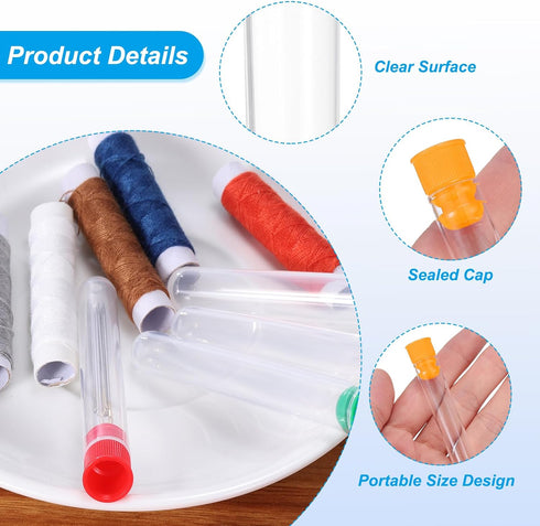 PATIKIL 2.4" Length Plastic Sewing Needle Storage Holder, 10 Pcs Portable Embroidery Needle Pin Toothpick Storage Tubes Case for Craft Knitting, O...