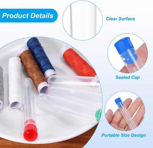 PATIKIL 4" Length Plastic Sewing Needle Storage Holder, 15 Pcs Portable Matte Embroidery Needle Pin Toothpick Storage Tubes Case for Craft Knittin...