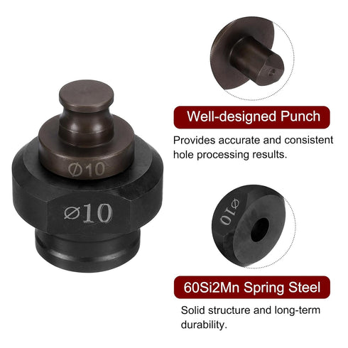Hydraulic Hole Punch Die 10mm Precise Round Hole Electric Hydraulic Hole Punching Kit for MHP-20 JP-20 Electric Hydraulic Punching Machine, Burgun...