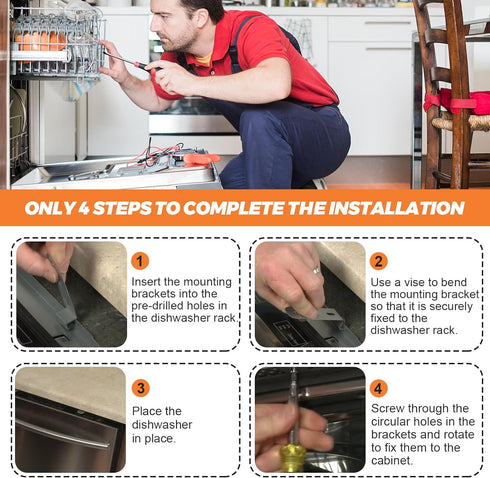 DD94-01002A Dishwasher Assembly-Install Kit by Beaquicy - Replacement for Samsung Dishwashers - Includes 2 Mounting Brackets and 6 Mounting Screws - Replaces AP4450818 2077601 PS4222710